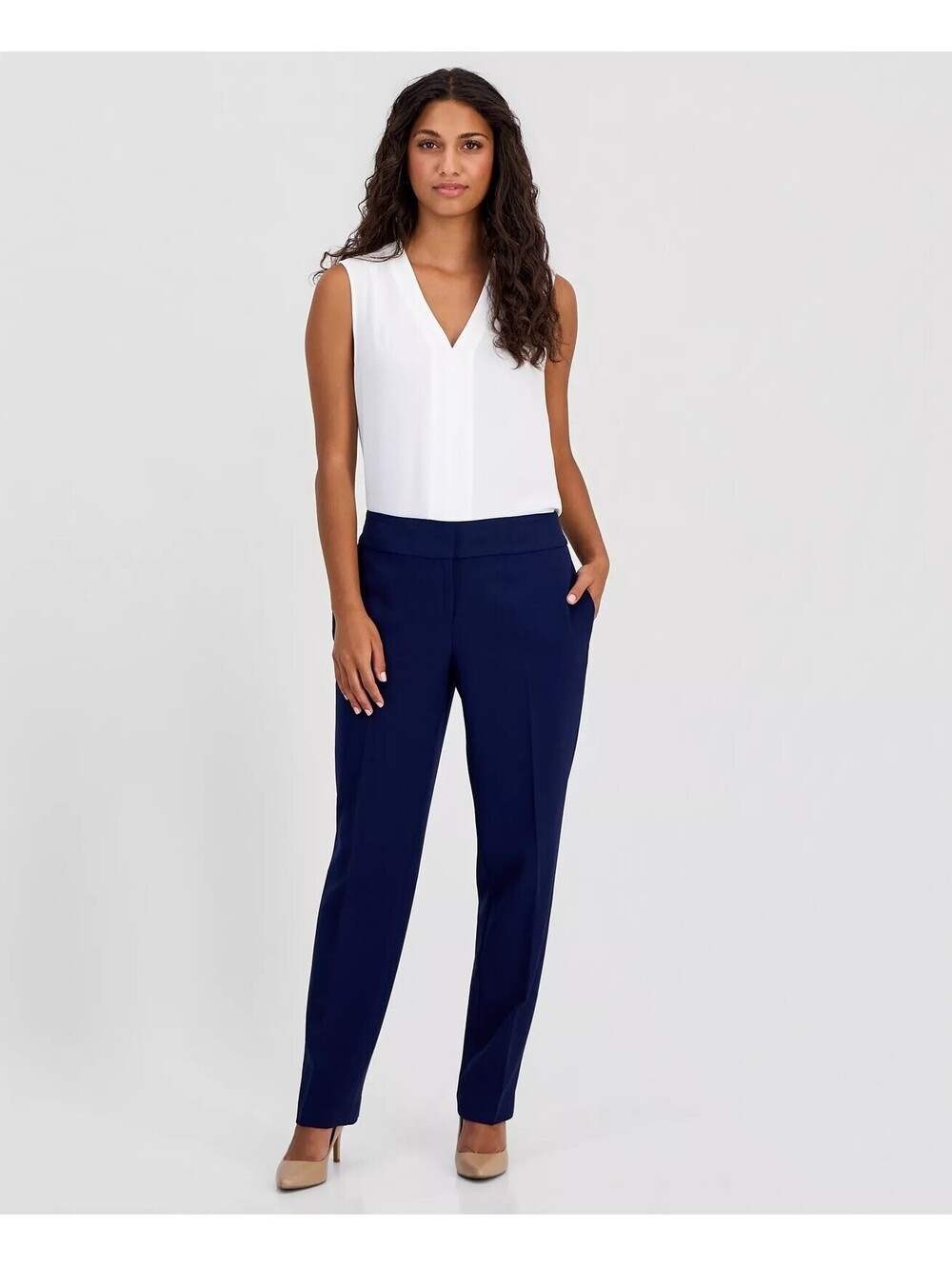 Kasper Women's Stretch Crepe Slim Leg Pant, Regular & Petite - Royal Signature